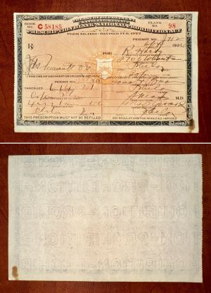 1923-1925 dated Prescription Form - National Prohibition Act - Americana - Beautiful Orange Background