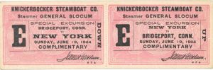 Knickerbocker Steamboat Company Ticket dated 1904 - Americana - Interesting Disaster History of the PS General Slocum