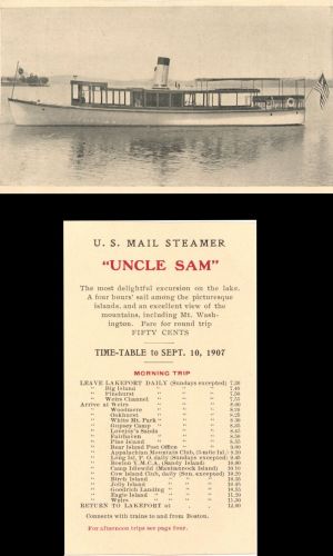 U.S. Mail Steamer Post Card - 1907 dated Americana