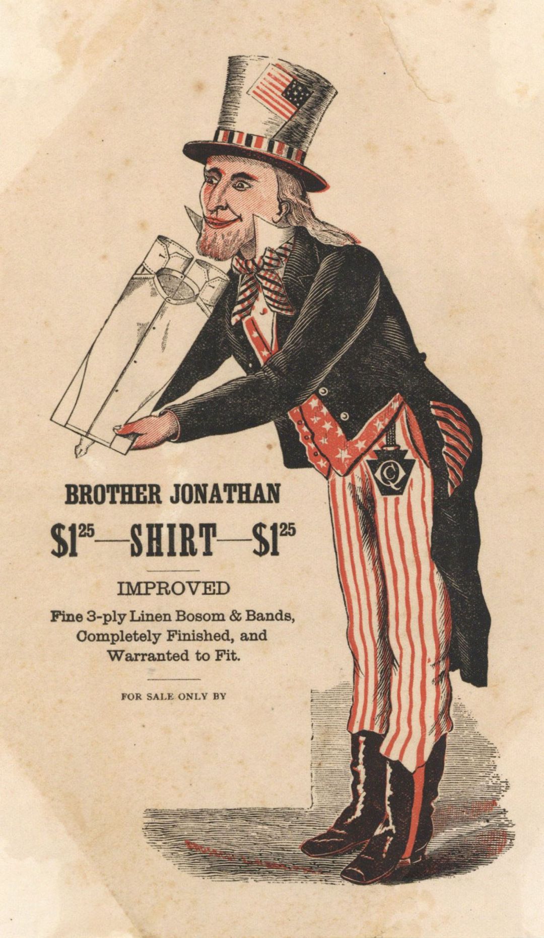 Advertisement for Brother Johathan Shirts - 1880 dated Americana