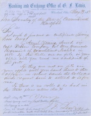 Banking and Exhcange Office of G. F. Lewis Letter  -   1853 dated Americana