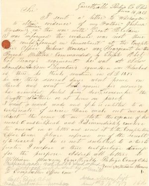 Comptrollers Office Letter - 1856 dated Americana
