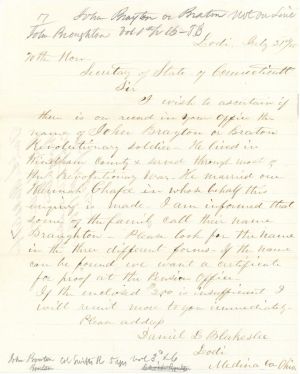 Secretary of State of Conn. Letter - 1856 dated Americana