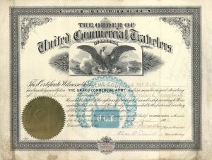 Grand Commercial Army Certificate  - 1903 dated Americana