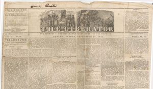 Publication of The Liberator - 1842 dated Newspaper - Americana - Extremely Important