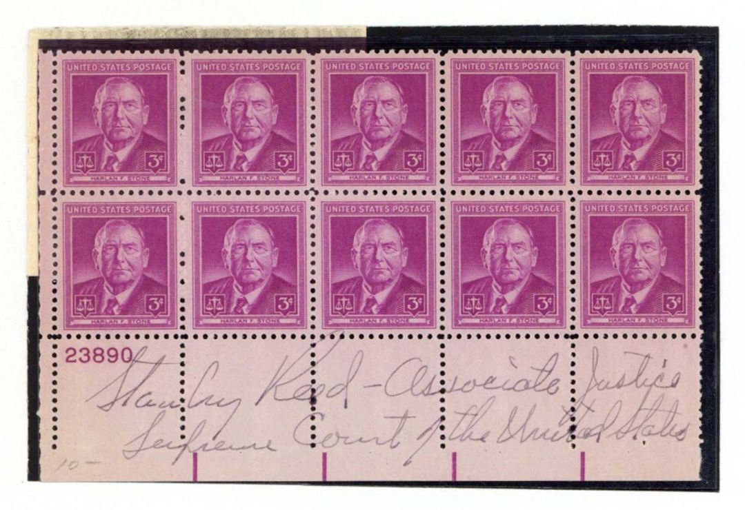 10-3 cents Stamps signed by Stanley Reed -  Americana