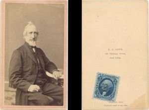 Portrait Card of R.A. Lewis with Revenue Stamp on back -  Americana