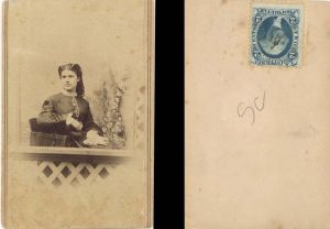 Portrait Card with Revenue Stamp on back -  Americana