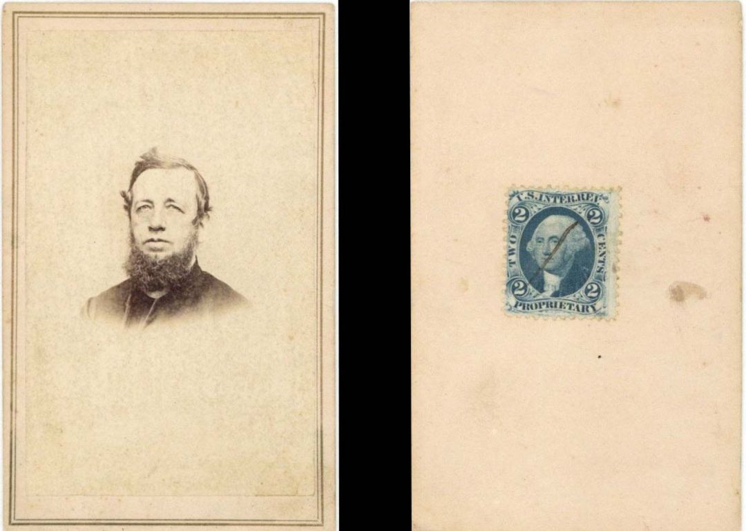 Portrait Card with Revenue Stamp on back -  Americana