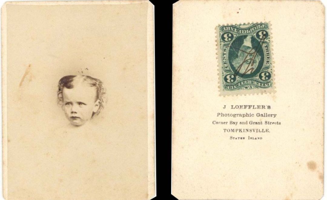 Portrait Card with Revenue Stamp on back -  Americana