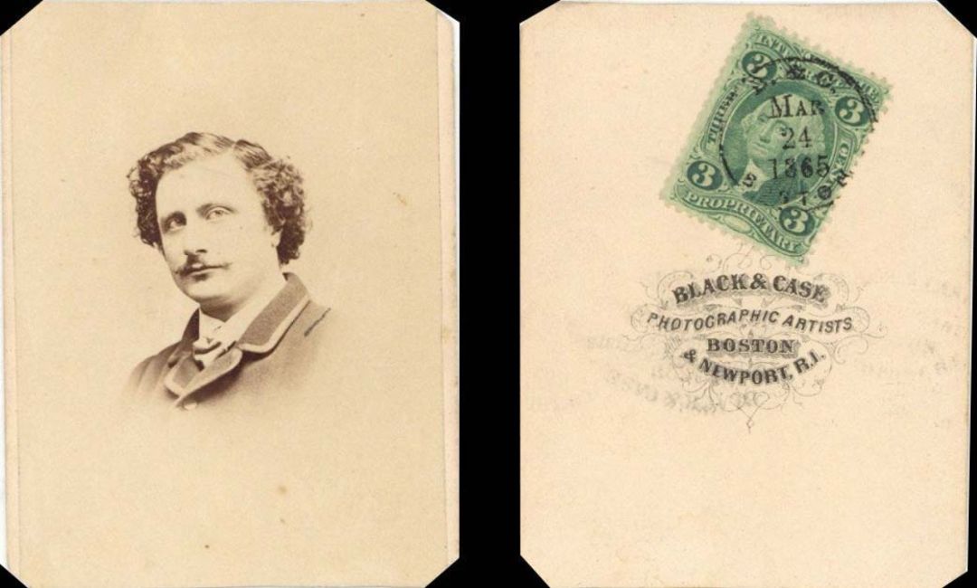 Portrait Card with Revenue Stamp on back -  1865 dated Americana