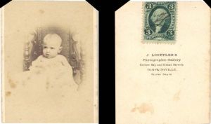 Portrait Card with Revenue Stamp on back -  Americana