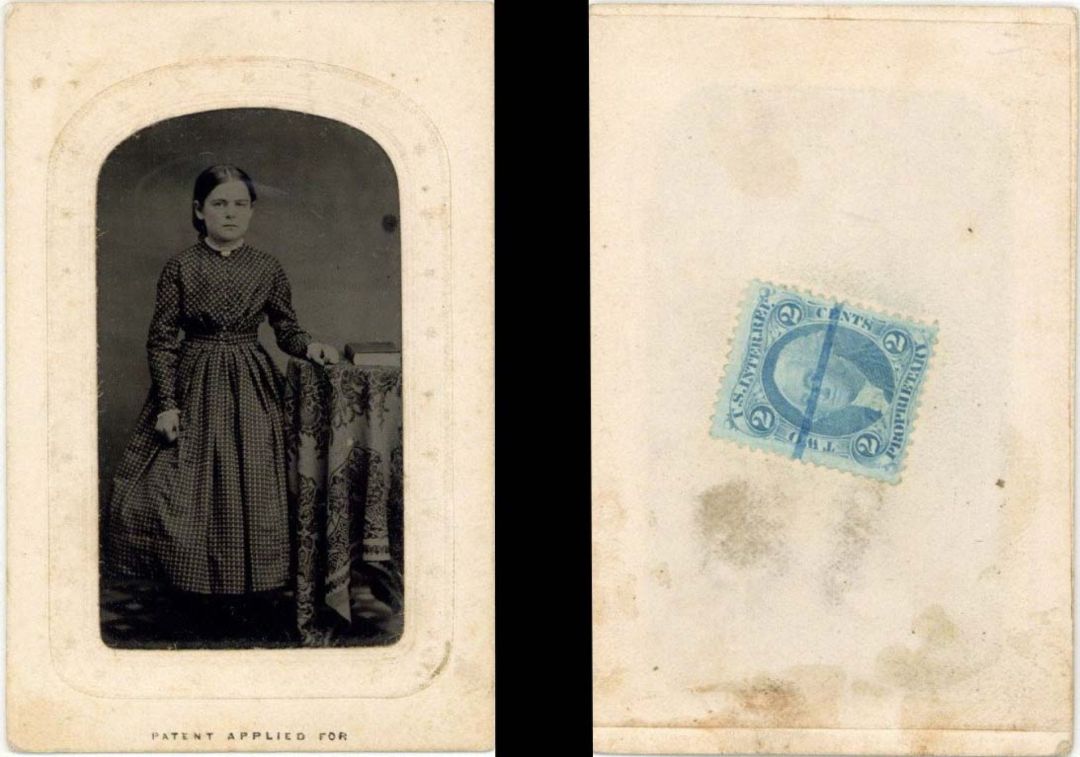 Portrait Card with Revenue Stamp on back - Americana