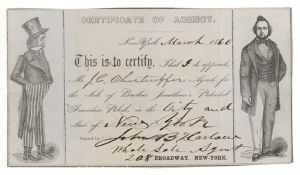 Certificate of Agency for furniture polish - 1860 dated Americana