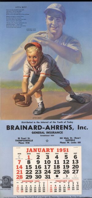 Brainard-Ahrens, Inc. General Insurance - 1951 dated Americana Advertising Calendar