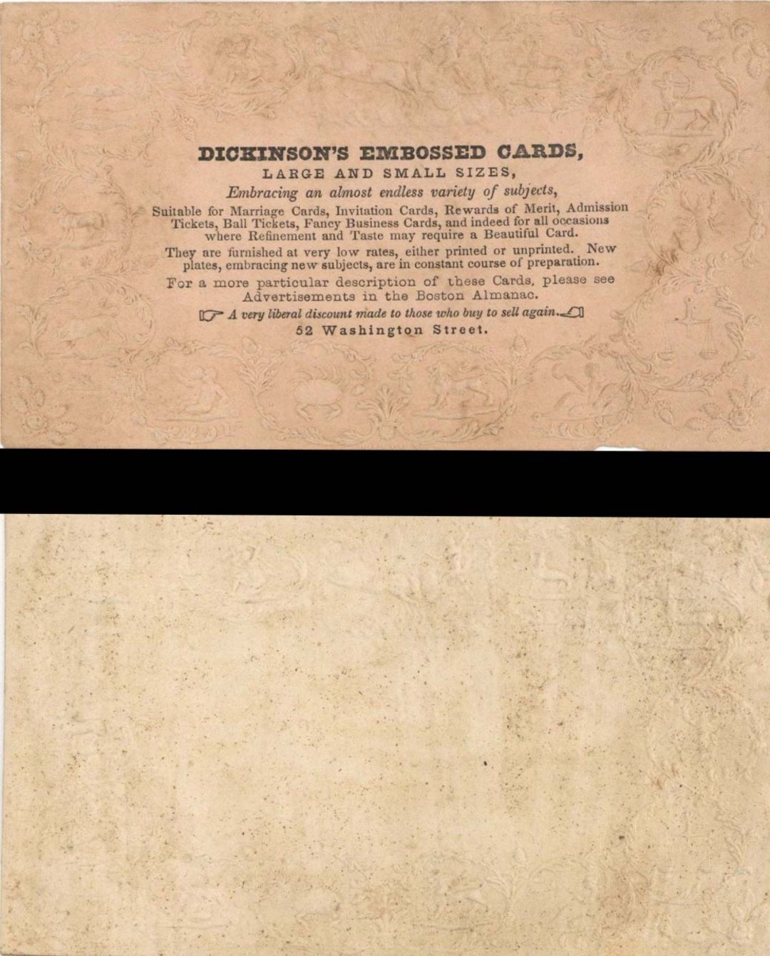 Ad Card for Dickinson's Embossted Cards -  Americana