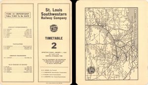 St. Louis Southwestern Railway Co. Time Table and Map - dated 1960 - Americana