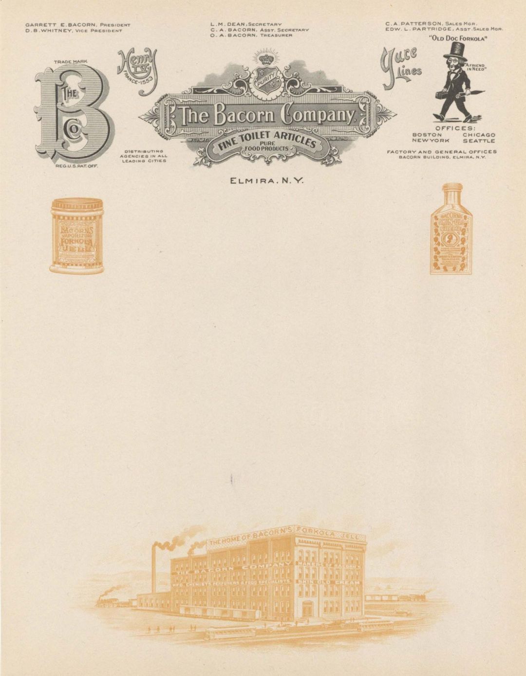 Bacorn Company Letterhead - 1915's-1920's - Americana