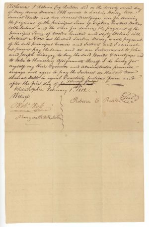 Request for payment of Mortgage and Interest Bonds - 1812  dated Americana