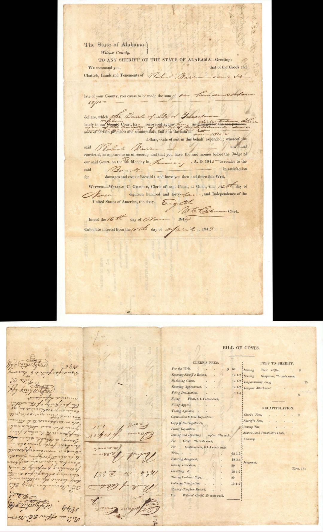 Slavery related Sale of African Americans - 1844 dated Americana