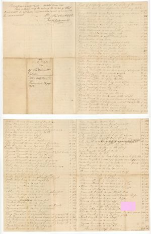 List of Sale of Thomas Darneille - 1825 dated Americana