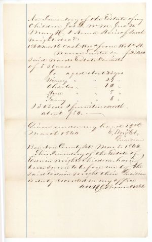 Inventory of Estate - 1860 dated Americana