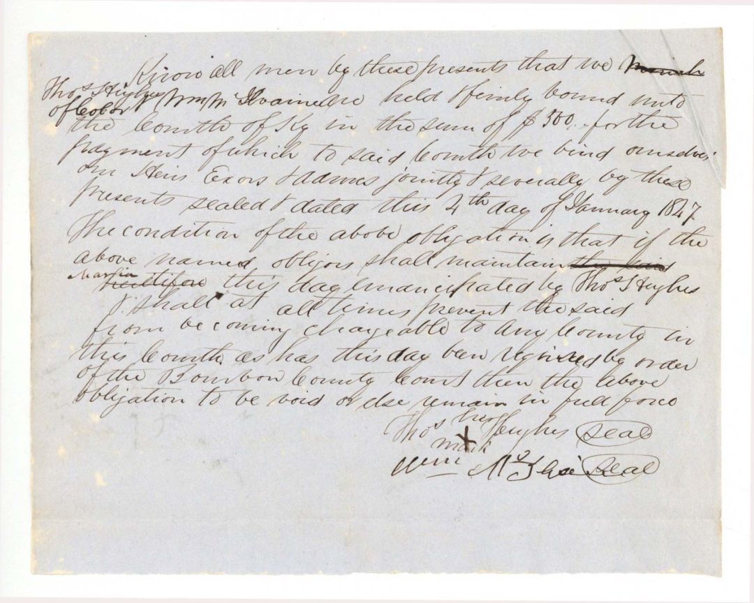 1847 dated Slavery Document - Payment of $500 - Americana