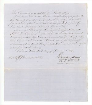 1854 dated Slavery Document - Freedom of Slave named Washington - Americana