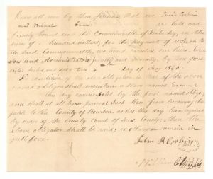 1840 dated Slavery Document - Emancipation of Slave named Emanuel - Americana