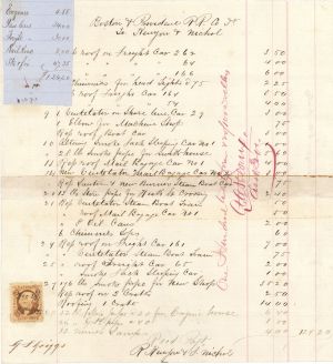 Boston and Providence RR Co. Invoice with Revenue Stamp - Americana