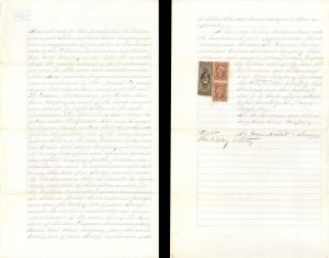 Deed for the Lackawanna and Bloomsburg RR Co. with Revenue Stamps - 1867 dated Americana