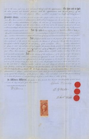 Mortgage Indenture with Revenue Stamp - 1868 dated Americana