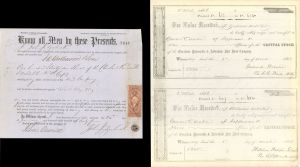 Cleveland, Painesville and Ashtabula RR Co. Transfer Sheet on Receipts with Revenue Stamp - 1865 and 1866 dated Americana