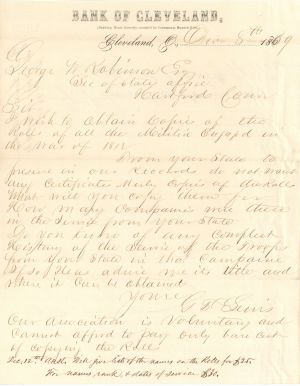 Request Letter for Militia in War of 1812 - 1859 dated Americana