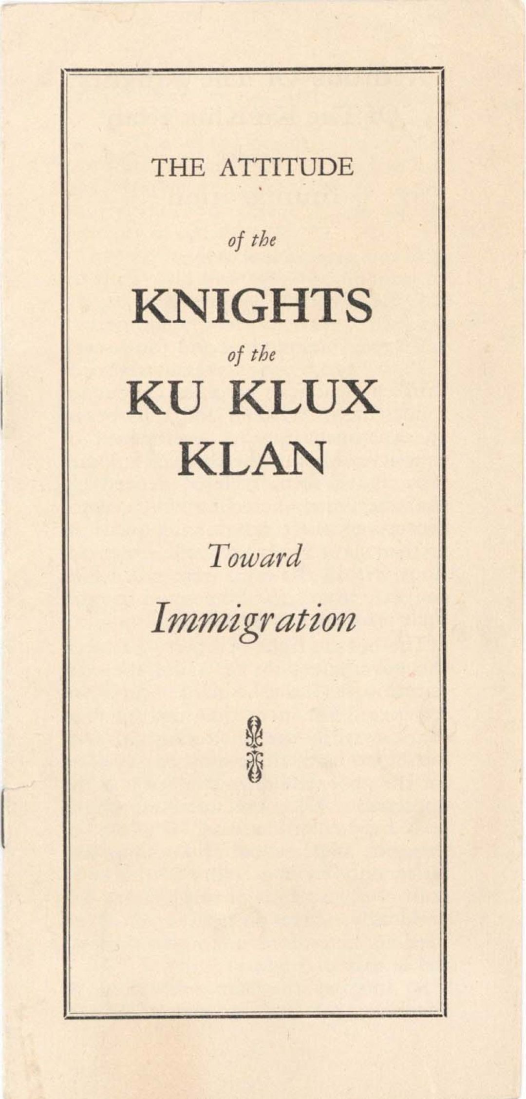 Knights of the Ku Klux Klan Booklet -  1920's dated Americana