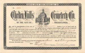 Chelten Hills Cemetery Co. Lot Sale -  1909 dated Americana