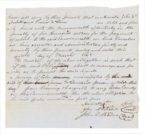 1848 dated Slavery Document - Emancipation Document - Americana
