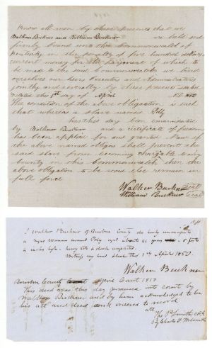 1850 dated Slavery Document - Emancipation Document - Americana