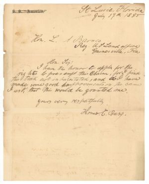  Florida Land Document - 1885 dated Americana