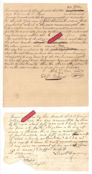 1846 dated Slavery Document - Emancipation Document - Americana