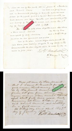 1850 dated Slavery Document - Emancipation Document - Americana