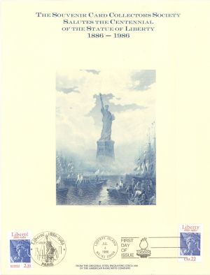 Souvenir Card 1886-1986 dated - Americana