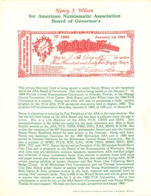 Souvenir Card dated 1993 - Americana