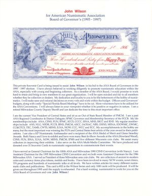 Souvenir Card dated 1995-1997 - Americana