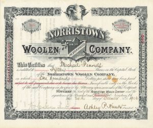 Norristown Woolen Company - Stock Certificate