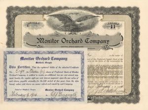 Monitor Orchard Co. and attached document - 1914 dated Stock Certificate