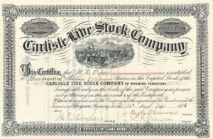 Carlisle Live Stock Co. - Stock Certificate