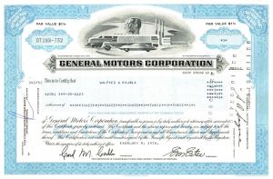 General Motors Corporation - 1960's-80's dated Automotive Stock Certificate - Famous Car Maker