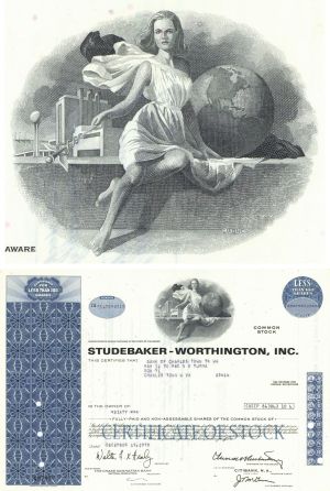 Studebaker-Worthington, Inc. - 1970's dated Automotive Stock Certificate