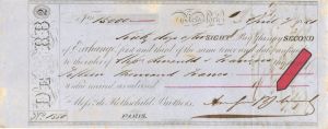  Exchange Receipt signed by August Belmont - Autograph Exchange Receipt dated 1851